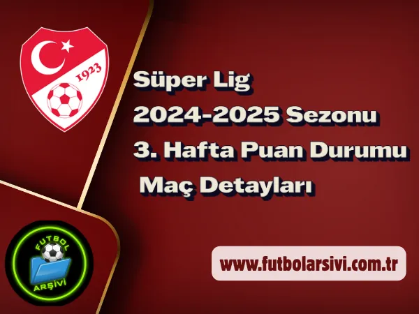 2024-25 Sezonu T�rkiye S�per Ligi 3.Hafta Detay�